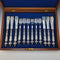 Late 19th Century British Antique Silver Plated Fish Cutlery 6 Pair Set in Wooden Box Martin & Hall